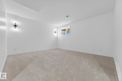 Spare room with light colored carpet and baseboards - 