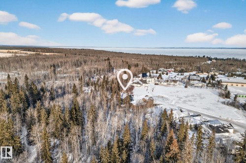 View of property location featuring a heavily wooded area - 132 Heron Point Close, Rural Wetaskiwin County, AB - Outdoor With View