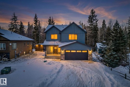 View of front of property with board and batten siding and stone siding - 132 Heron Point Close, Rural Wetaskiwin County, AB - Outdoor