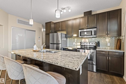 428 7825 71 Street, Edmonton, AB - Indoor Photo Showing Kitchen With Double Sink With Upgraded Kitchen