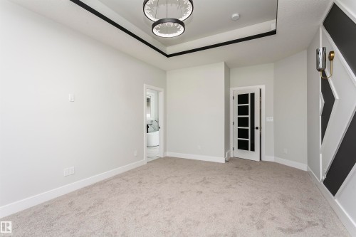 Unfurnished room featuring light carpet and a tray ceiling - 1723 19 Street, Edmonton, AB - Indoor Photo Showing Other Room