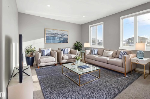 Living room featuring recessed lighting - 107 Cresthaven Grove, Ardrossan, AB - Indoor Photo Showing Living Room