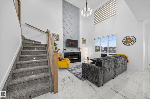 3605 41 Avenue, Beaumont, AB - Indoor With Fireplace