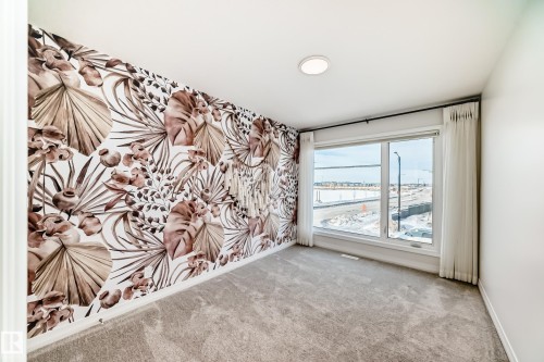 Empty room with carpet floors and a water view - 3249 Dixon Way, Edmonton, AB - Indoor Photo Showing Other Room