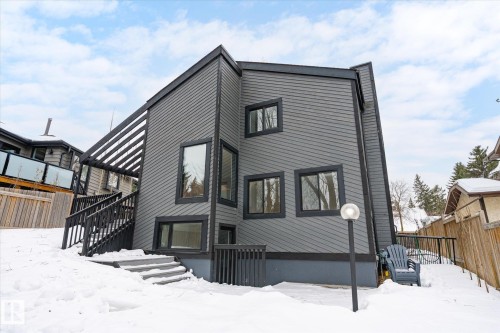 Snow covered property with stairway - 38 Woodcrest Avenue, St. Albert, AB - Outdoor