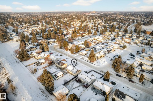 Snowy aerial view with a residential view - 1704 89 Street, Edmonton, AB - Outdoor With View