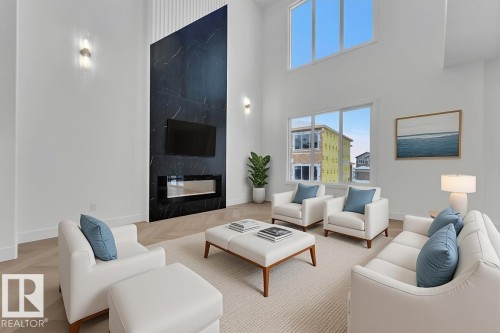 4306 35 Street, Beaumont, AB - Indoor Photo Showing Living Room With Fireplace