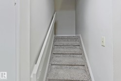 Stairway with baseboards and carpet flooring - 
