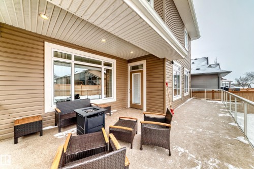 View of patio / terrace with an outdoor fire pit - 6 Wade Avenue, Leduc, AB - Outdoor With Deck Patio Veranda With Exterior