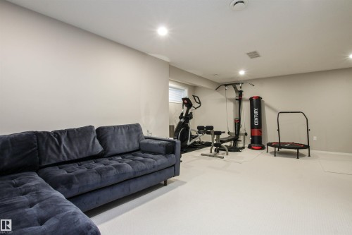 Workout room featuring carpet flooring and recessed lighting - 2315 Lemieux Place, Edmonton, AB - Indoor
