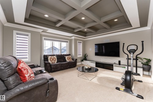 2410 Ashcraft Crescent, Edmonton, AB - Indoor Photo Showing Living Room With Fireplace