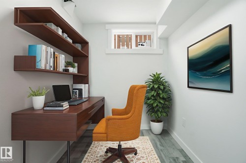 Office featuring baseboards and wood finished floors - 7112 132 Avenue, Edmonton, AB - Indoor Photo Showing Other Room