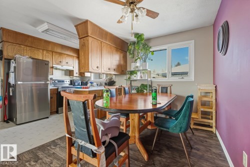 Dining room featuring ceiling fan - 11516 152A Avenue, Edmonton, AB - Indoor Photo Showing Dining Room