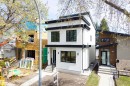 Modern white exterior featuring black window frames and black trim - 9127 143 Street, Edmonton, AB  - Outdoor With Facade 