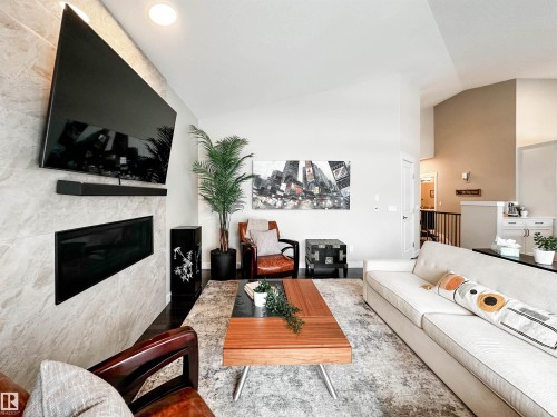 31 Legacy Terrace, St. Albert, AB - Indoor Photo Showing Living Room With Fireplace