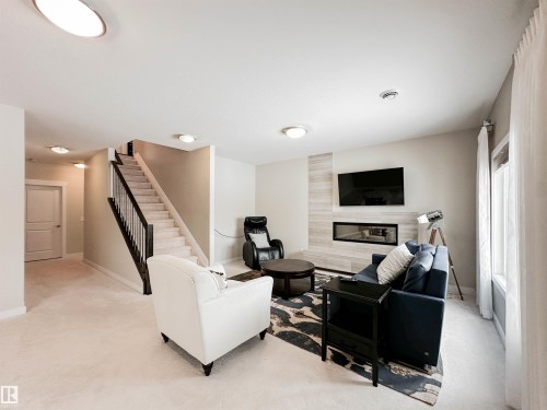 31 Legacy Terrace, St. Albert, AB - Indoor Photo Showing Living Room With Fireplace
