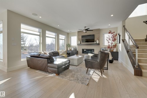 805 Drysdale Run Run, Edmonton, AB - Indoor Photo Showing Living Room With Fireplace