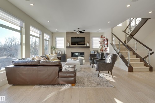805 Drysdale Run Run, Edmonton, AB - Indoor Photo Showing Living Room With Fireplace