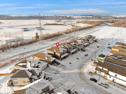 Snowy aerial view with a residential view - 46 Waverly Way, Fort Saskatchewan, AB - Outdoor With View