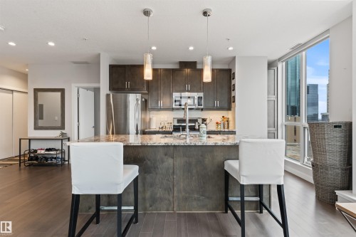 1107 10238 103 Street, Edmonton, AB - Indoor Photo Showing Kitchen With Stainless Steel Kitchen With Upgraded Kitchen