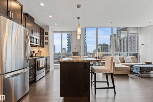 1107 10238 103 Street, Edmonton, AB - Indoor Photo Showing Kitchen With Stainless Steel Kitchen With Upgraded Kitchen