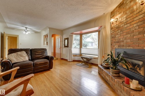 9725 143 Street, Edmonton, AB - Indoor Photo Showing Living Room With Fireplace