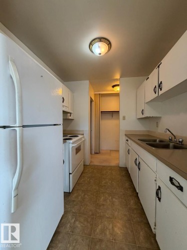 201 10111 160 Street, Edmonton, AB - Indoor Photo Showing Kitchen With Double Sink