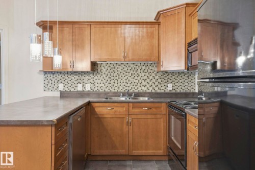 402 10235 112 Street, Edmonton, AB - Indoor Photo Showing Kitchen With Double Sink