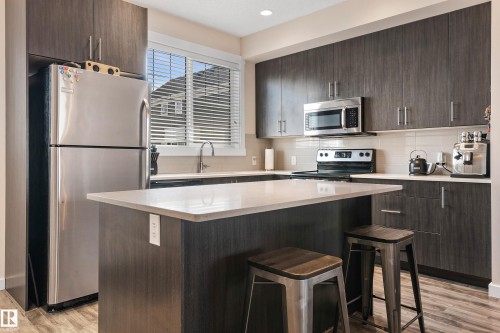 43 903 Crystallina Nera Way, Edmonton, AB - Indoor Photo Showing Kitchen With Stainless Steel Kitchen With Upgraded Kitchen