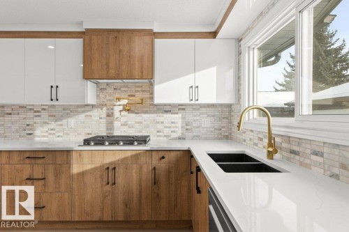 3043 142 Avenue, Edmonton, AB - Indoor Photo Showing Kitchen With Double Sink With Upgraded Kitchen