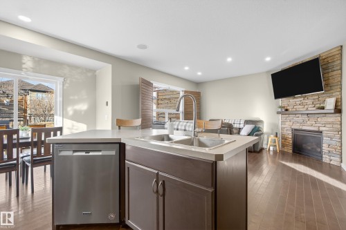 1756 63 Street, Edmonton, AB - Indoor Photo Showing Kitchen With Fireplace With Double Sink
