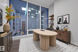Office featuring light wood-style flooring - 
