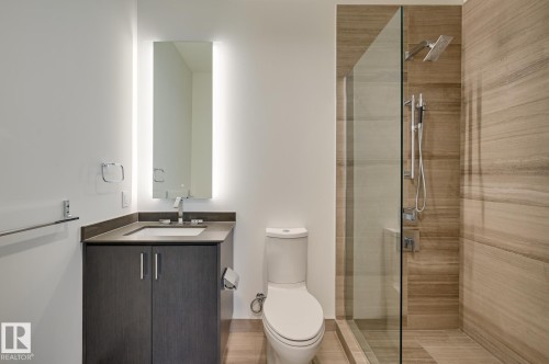 Bathroom featuring vanity and a tile shower - 2303 10360 102 Street, Edmonton, AB - Indoor Photo Showing Bathroom