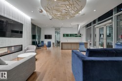 Building lobby with recessed lighting - 