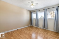 Unfurnished room featuring light wood-style floors, a ceiling fan, and a textured ceiling - 