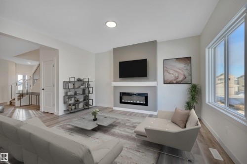 22518 87A Avenue, Edmonton, AB - Indoor Photo Showing Living Room With Fireplace