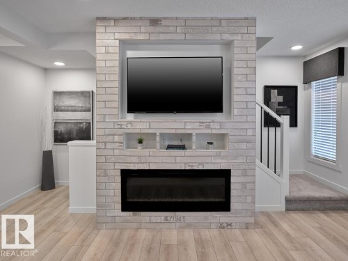 509 Aster Drive, Edmonton, AB - Indoor Photo Showing Living Room With Fireplace