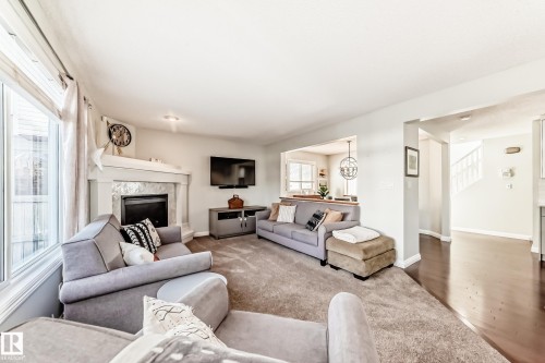 20448 56 Avenue, Edmonton, AB - Indoor Photo Showing Living Room With Fireplace