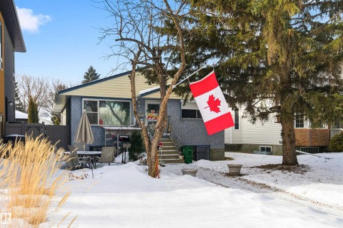 View of front facade with a patio area - 10332 82 Street, Edmonton, AB - Outdoor