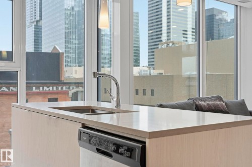 503 10180 103 Street, Edmonton, AB - Indoor Photo Showing Kitchen With Double Sink