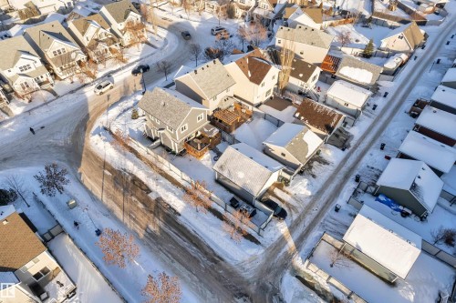 Snowy aerial view featuring a residential view - 7613 16 Ave Sw, Edmonton, AB -  With View