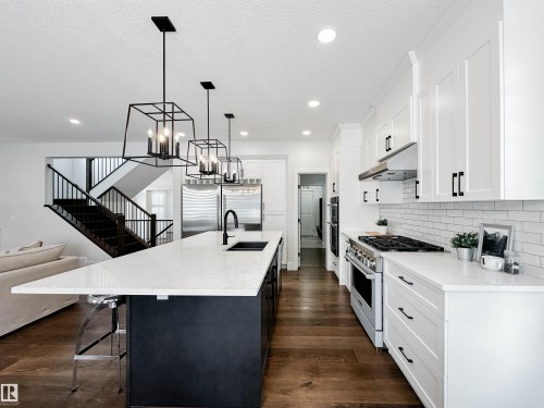 14 Laderoute Place, St. Albert, AB - Indoor Photo Showing Kitchen With Double Sink With Upgraded Kitchen