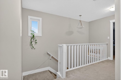 Stairway with carpet and baseboards - 9858 72 Avenue, Edmonton, AB - Indoor Photo Showing Other Room