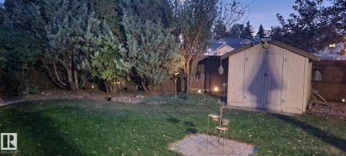 View of shed featuring a fenced backyard - 5628 188A Street, Edmonton, AB - Outdoor