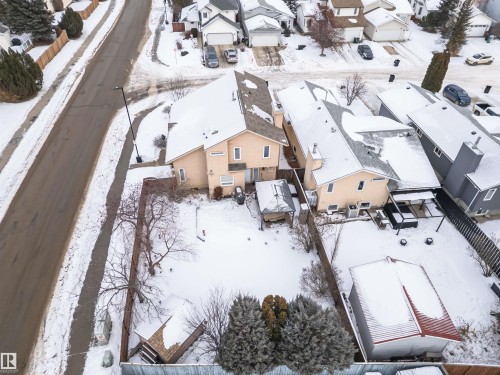 Snowy aerial view with a residential view - 5628 188A Street, Edmonton, AB - Outdoor