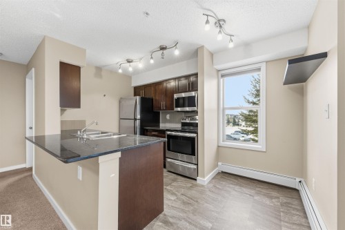 221 1070 Mcconachie Boulevard, Edmonton, AB - Indoor Photo Showing Kitchen With Stainless Steel Kitchen With Double Sink