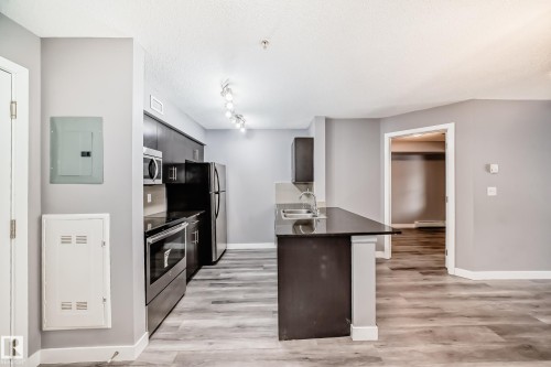 117 5816 Mullen Place, Edmonton, AB - Indoor Photo Showing Kitchen With Double Sink