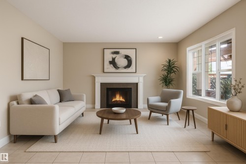 976 Hollingsworth Bend, Edmonton, AB - Indoor Photo Showing Living Room With Fireplace