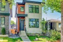 Modern home with stucco siding and entry steps - 8321 80 Avenue, Edmonton, AB  - Outdoor With Facade 