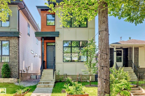 Modern home featuring entry steps - 8321 80 Avenue, Edmonton, AB - Outdoor With Facade